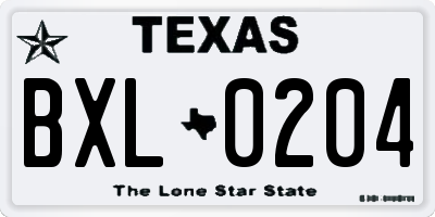 TX license plate BXL0204