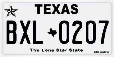 TX license plate BXL0207