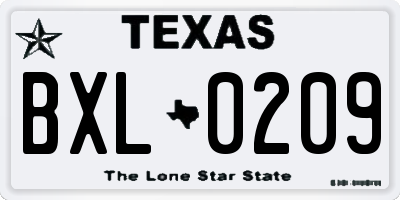 TX license plate BXL0209