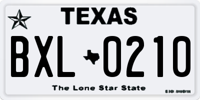 TX license plate BXL0210