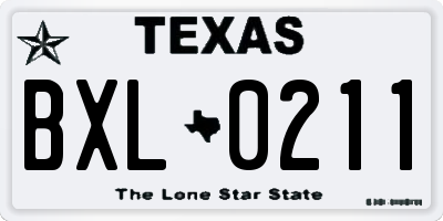 TX license plate BXL0211