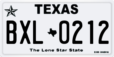 TX license plate BXL0212