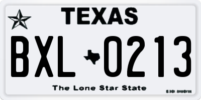 TX license plate BXL0213