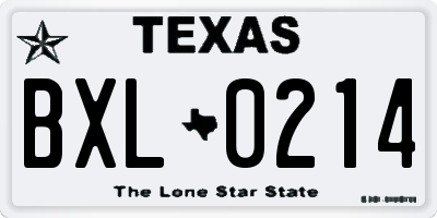 TX license plate BXL0214