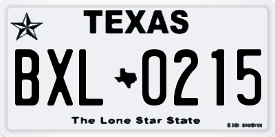 TX license plate BXL0215