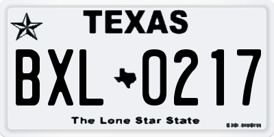 TX license plate BXL0217