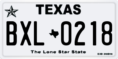 TX license plate BXL0218