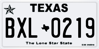 TX license plate BXL0219