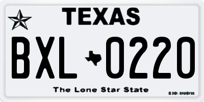TX license plate BXL0220