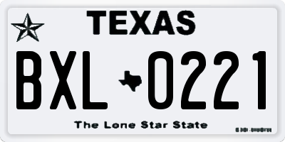 TX license plate BXL0221