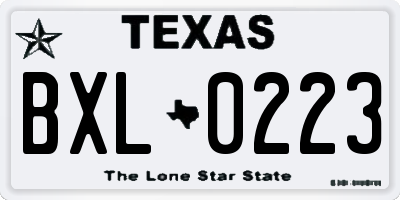 TX license plate BXL0223