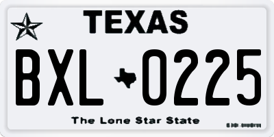 TX license plate BXL0225