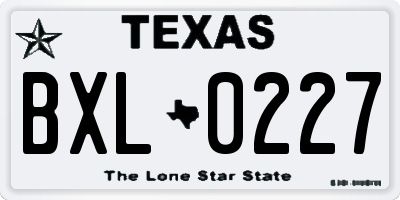 TX license plate BXL0227