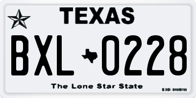 TX license plate BXL0228