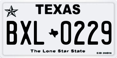 TX license plate BXL0229
