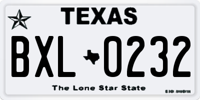 TX license plate BXL0232