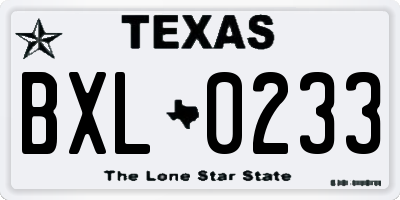 TX license plate BXL0233