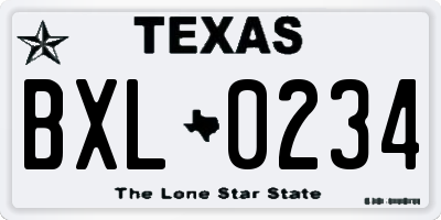 TX license plate BXL0234