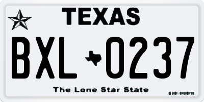 TX license plate BXL0237