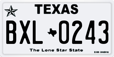 TX license plate BXL0243