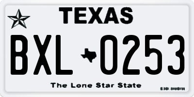 TX license plate BXL0253