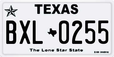 TX license plate BXL0255