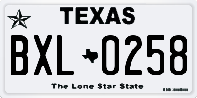 TX license plate BXL0258