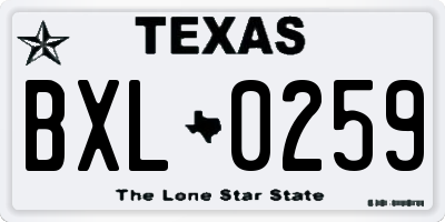 TX license plate BXL0259
