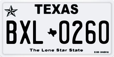 TX license plate BXL0260