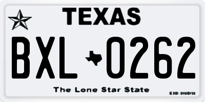 TX license plate BXL0262