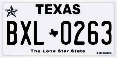 TX license plate BXL0263