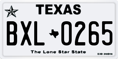 TX license plate BXL0265
