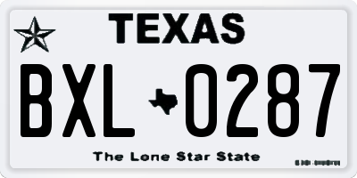 TX license plate BXL0287
