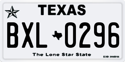 TX license plate BXL0296