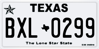 TX license plate BXL0299