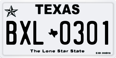 TX license plate BXL0301