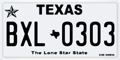 TX license plate BXL0303
