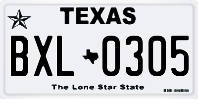 TX license plate BXL0305