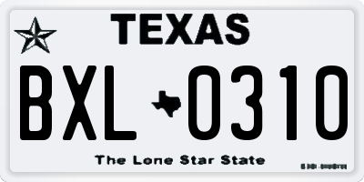 TX license plate BXL0310
