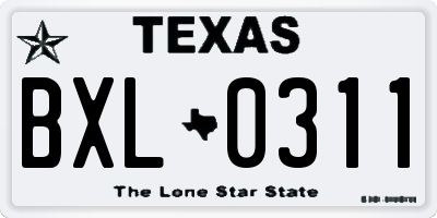 TX license plate BXL0311