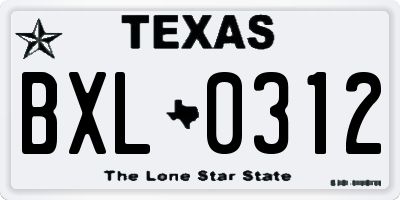 TX license plate BXL0312