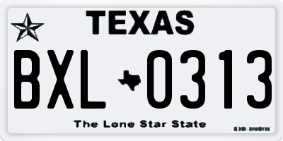 TX license plate BXL0313