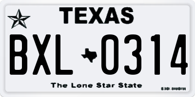 TX license plate BXL0314