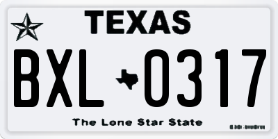 TX license plate BXL0317