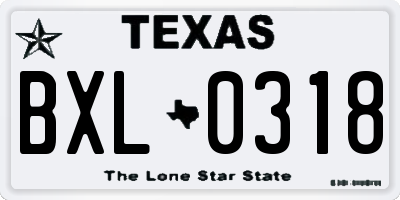 TX license plate BXL0318