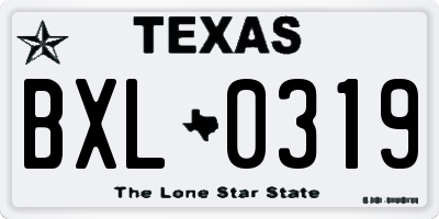 TX license plate BXL0319