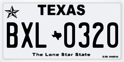 TX license plate BXL0320