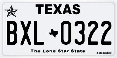 TX license plate BXL0322