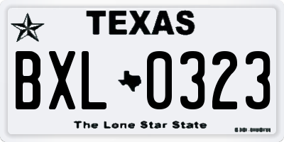 TX license plate BXL0323