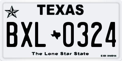 TX license plate BXL0324